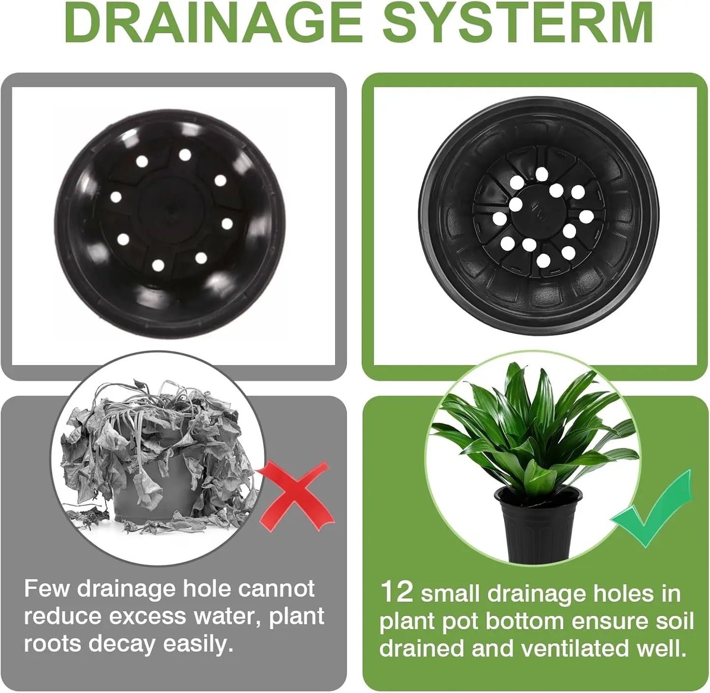 100 Pack 1 Gallon Plastic Plant Pots with Drainage Holes, Ideal for Succulents and Seedlings