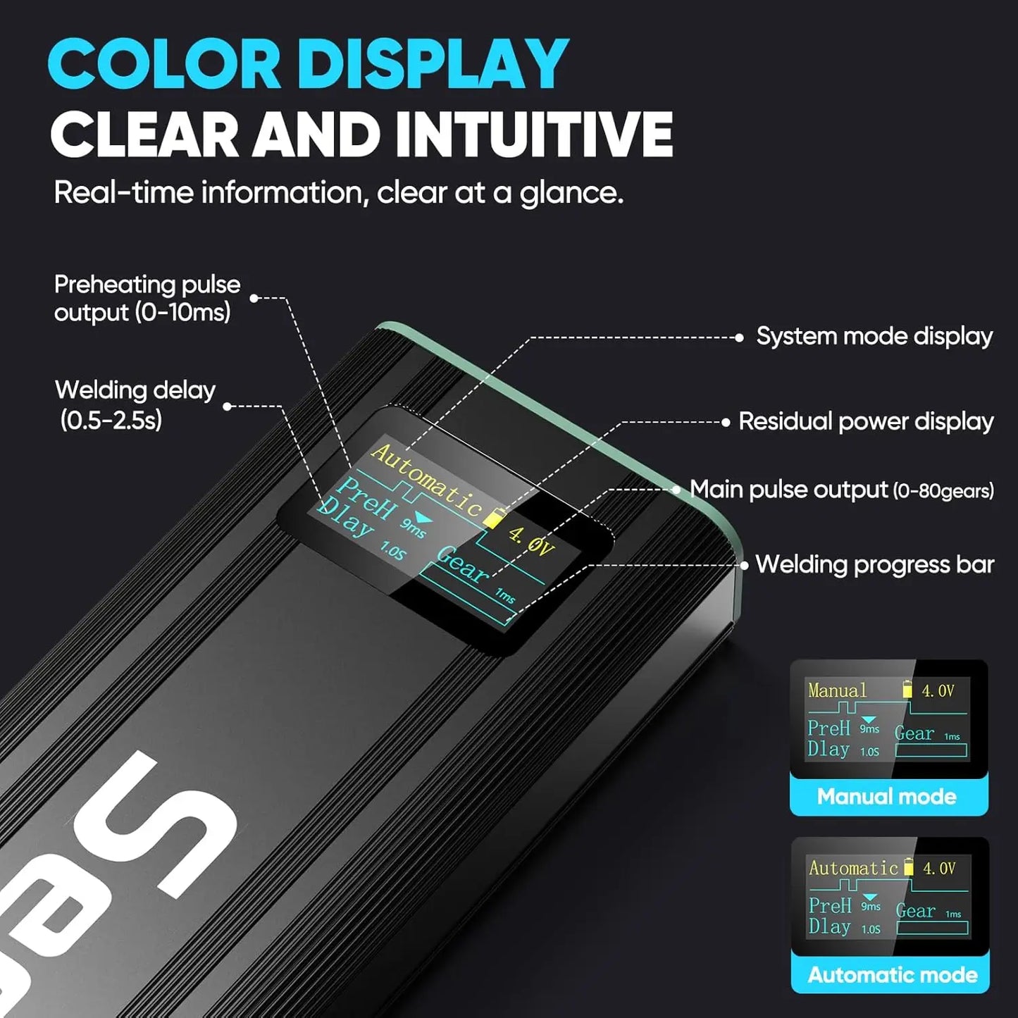 80 Gears Mini Portable Spot Welder Spot Welder with Digital Display Upgraded Handheld Welding Nickel Sheets 0.1-0.2mm
