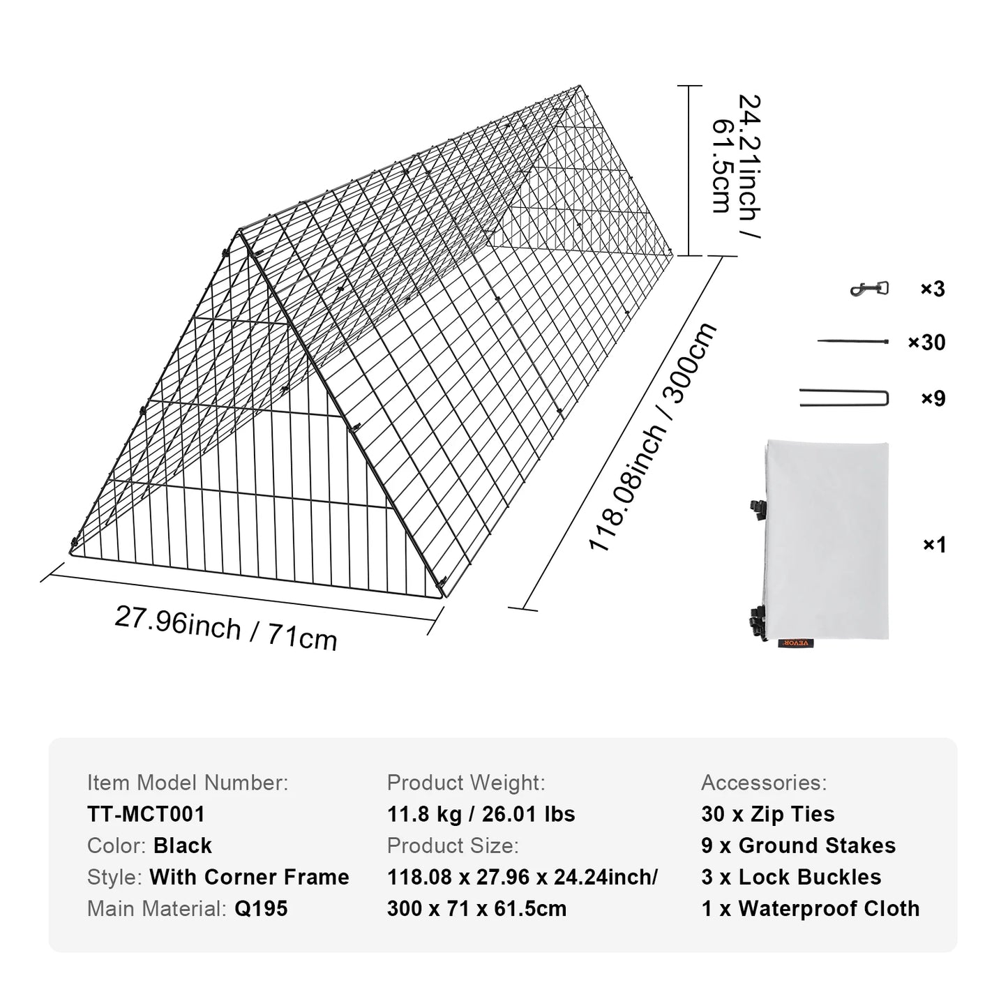 Chicken Tunnels 157.5 x 39.4 x 24.2 in Chicken Tunnels for Yard Portable Chicken Tunnels for Outside Corner Frames