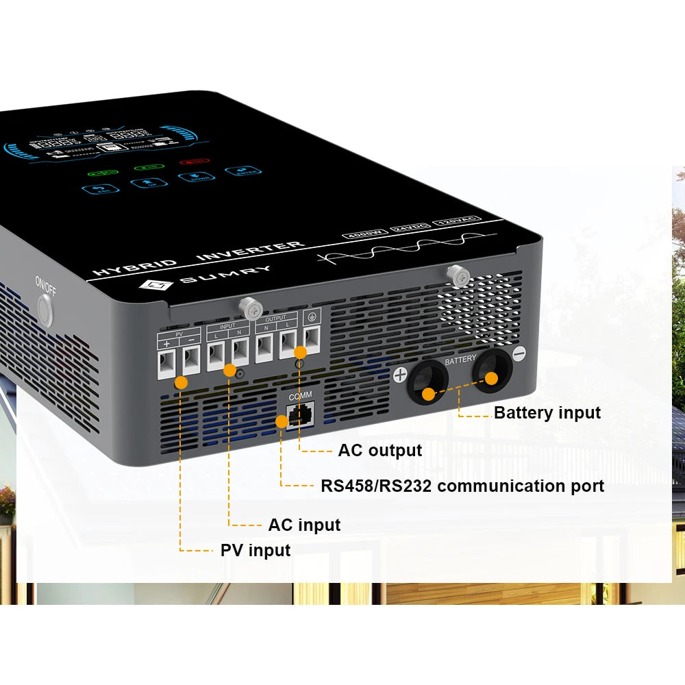 4KW 6KW 120V Off Grid Solar Inverter 24V 140A 5600W MPPT Charger Pure Sine Wave Home Inverter 6.25 Inch LCD Display