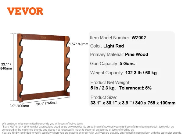 Gun Rack Wood Gun Rack Wall Mount Gun Display Rack holds 4/5 Rifles Shotguns 132 lbs Heavy Duty Rifle Rack w/ Soft Padding