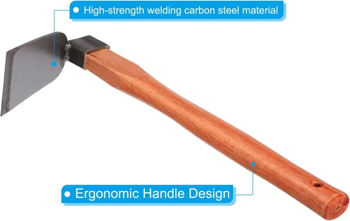 15" x 3" Garden Hoe, Carbon Steel Anti-Rust with Wood Handle for Loosening Soil Weeding Digging, Grey/Yellow