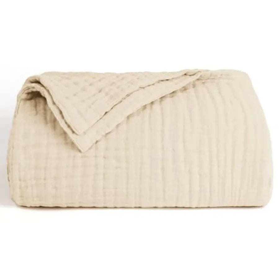 100% Cotton Muslin Blanket, 6 Layer Lightweight Breathable Gauze Throw Blanket 50 x 60 Inch, Soft All Season Blanket for Couch,