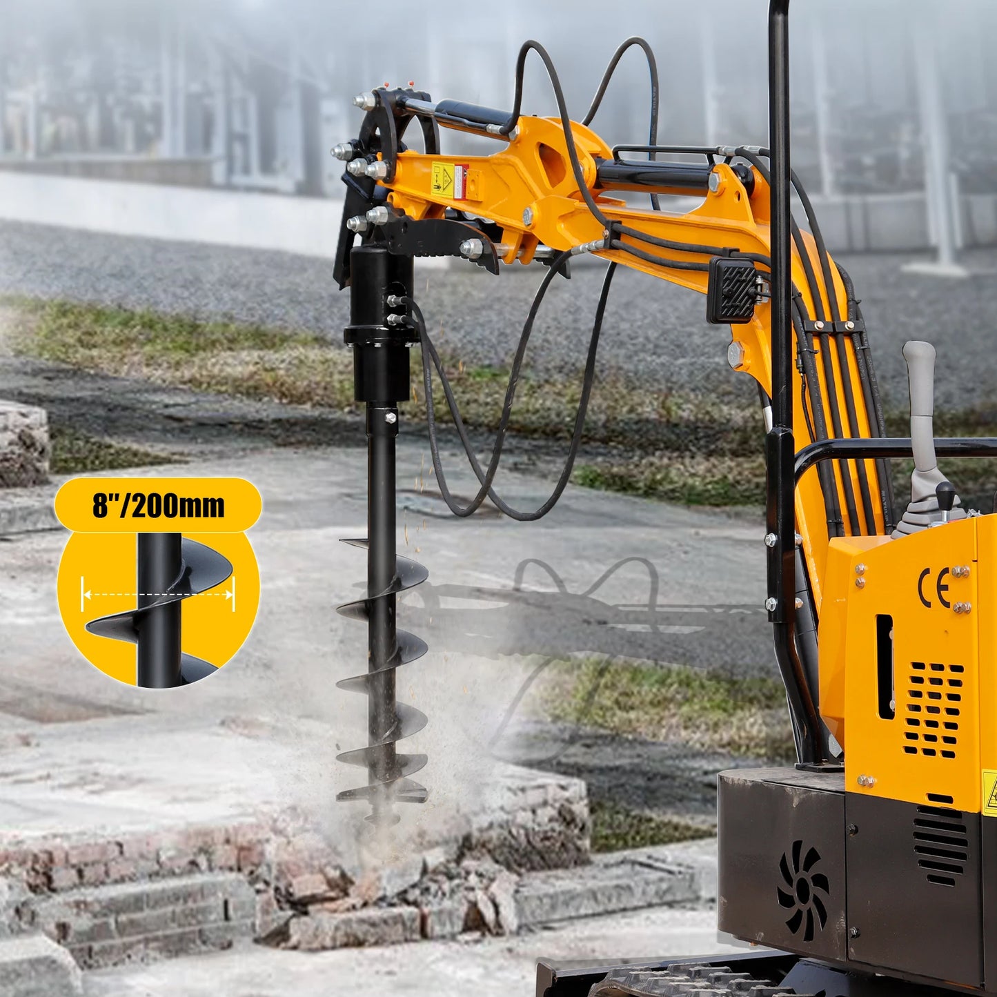 150mm 200mm Auger Drill Rod Attachment for 1Ton-1.5Ton Mini Excavator Small Digger