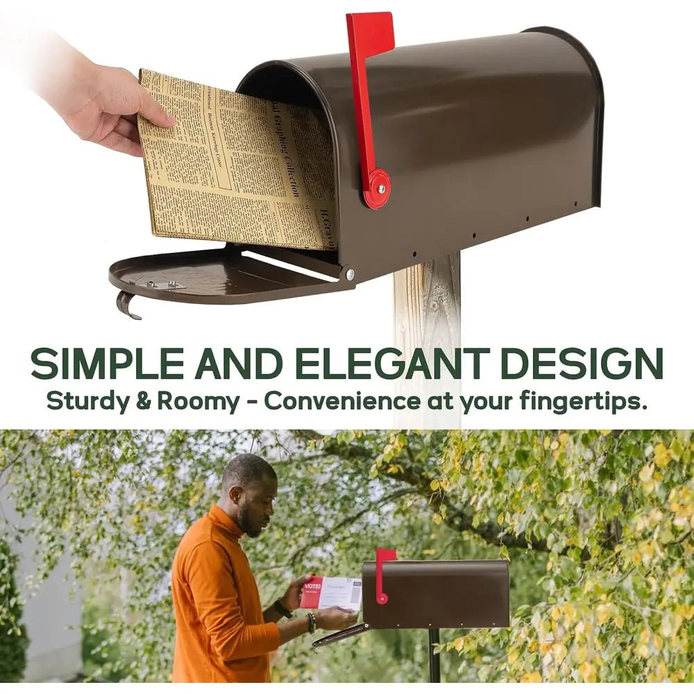 Mailboxes for Outside, Post Mount Mailbox, Galvanized Steel Medium Capacity Mail Boxes, 19 x 8.7 x 6.7 Inches