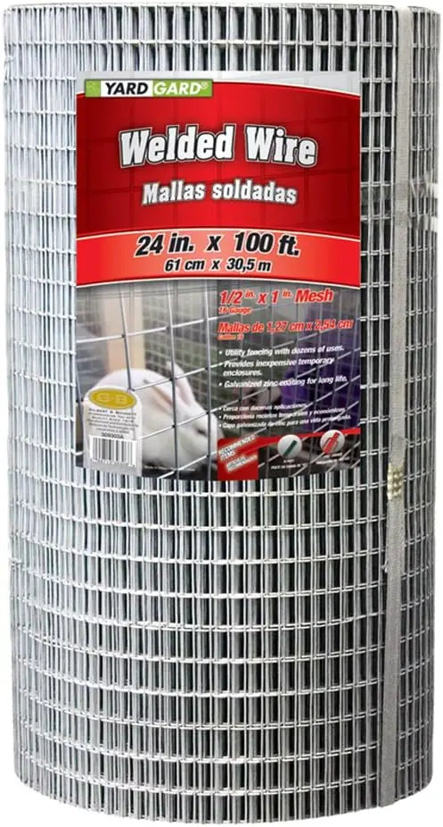 1x1 Inch Mesh Welded Wire Fence, 36x100 Ft, 16 Gauge Galvanized Steel for Animal Enclosures and Garden Protection