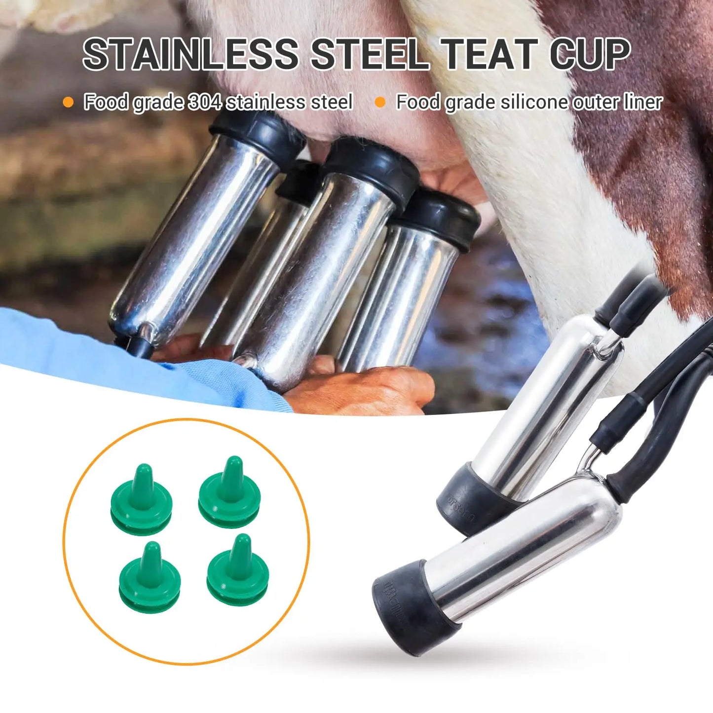 Electric Cow Milking Machine For Dairy Farms, Electric Milker Machine With 25L Portable Stainless Steel Bucket,5-8 Cows Per Hour