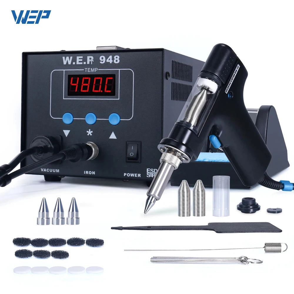 948D-III 2-IN-1 ESD Safe Desoldering Station With Fast-Heating Desoldering Gun And Soldering Iron High Power WEP 948 Station