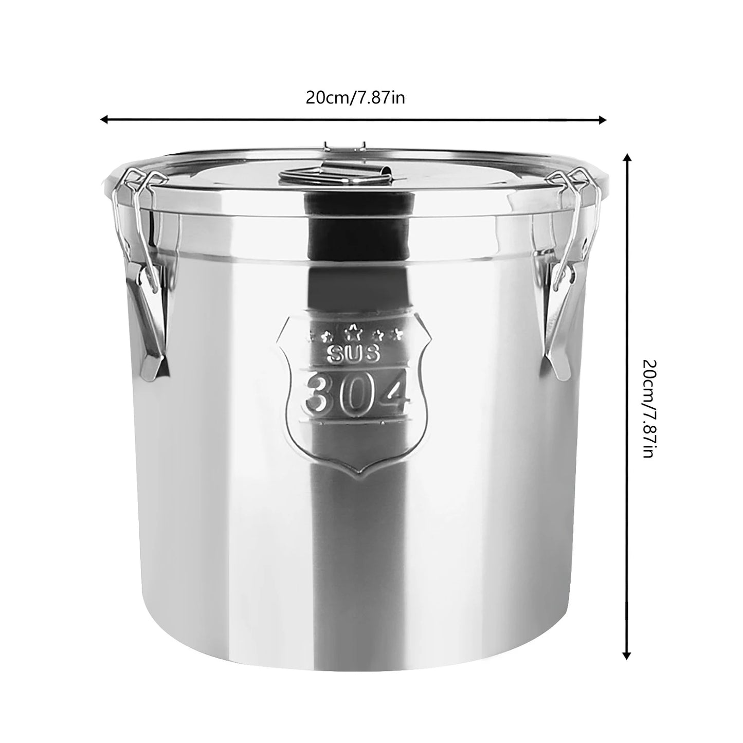 6/12/21/33L Stainless Steel Storage Bucket With Lids and 3 Sturdy Locking Clamp Storing Various Dry/Wet Items