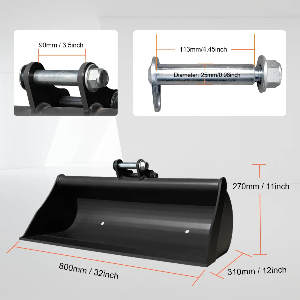 800mm Toothless Bucket – Excavator Accessory, Equipped with Connecting Pin, Easily Handles Various Operating Scenarios!