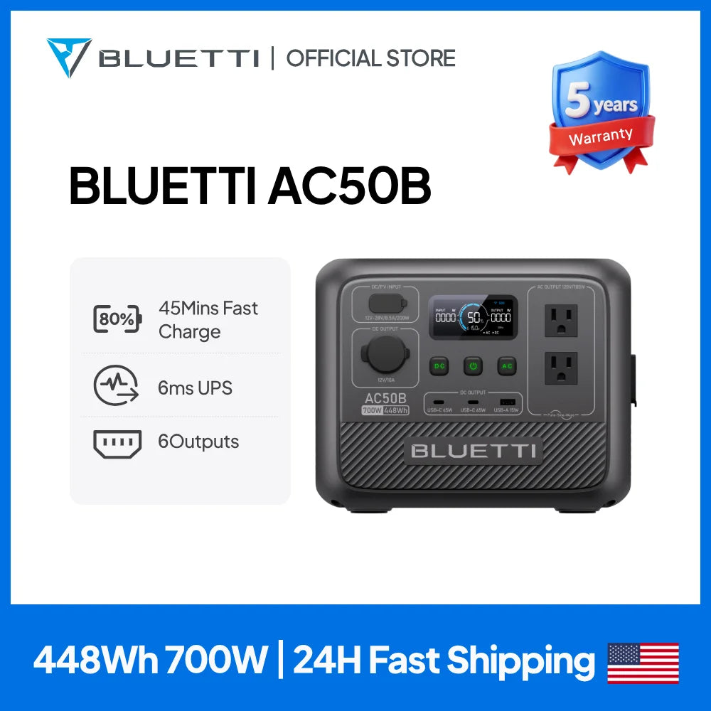 AC50B Portable Power Station | 700W 448Wh Compact Reliable Energy for Outdoor and Emergency Use