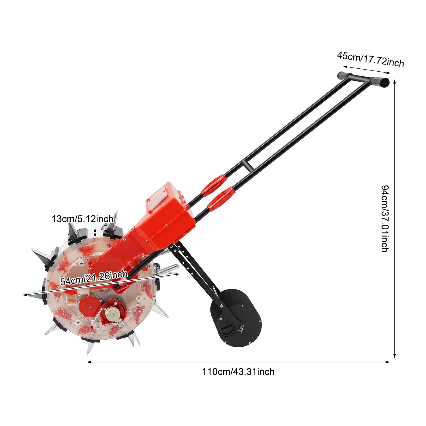 Hand-Push Seeder 10-Hole Garden Seeder Metal Hand Push Seed Spreader Farm Seeder Tool with Direct Soil Injection System