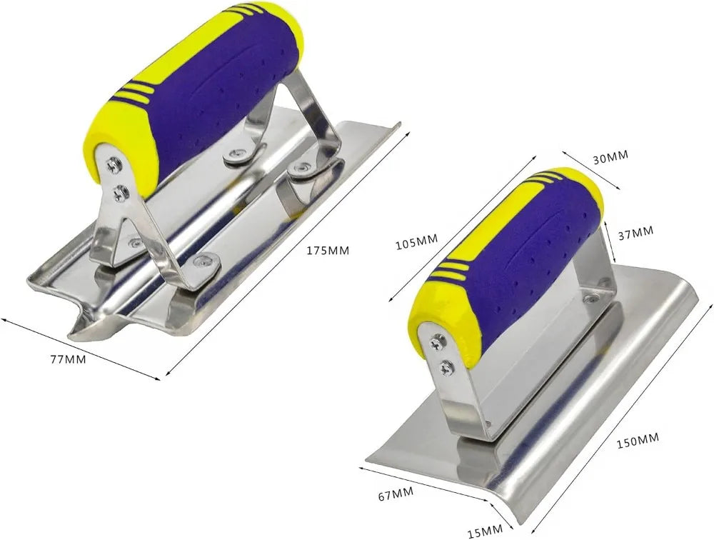 3PC Stainless Steel Concrete Finishing Kit: Trowel, Edger, Groover