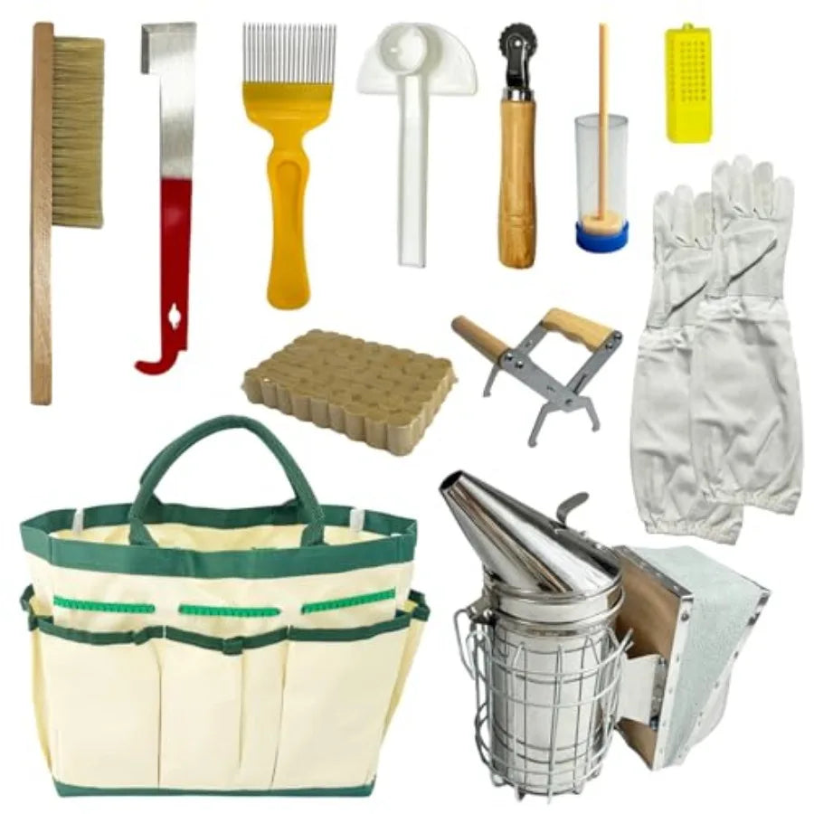 12Pcs Beekeeping Supplies Bee Keeping Starter Kit Bee Keeping Supplies-All Beekeeping Tools Honey Bee Hive Tools Bee Smoker Kit