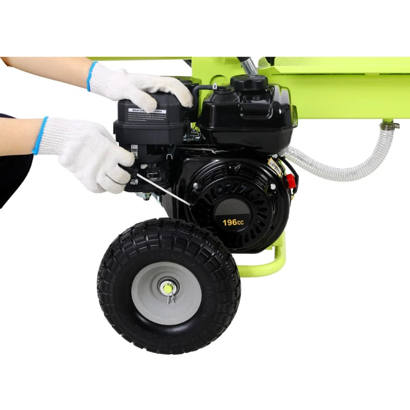 Portable 20 Ton Hydraulic Log Splitter, 7HP Gas Engine Auto Return Ram, Solid Steel Wedge Firewood Splitting Machine for Forestry & Firewood Harvest