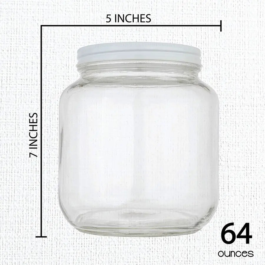 6 PackHalf Gallon Glass Mason Jar Wide Mouth with Airtight Metal Lid Fermenting Kombucha Kefir Curing Pickling, Storing and Cann