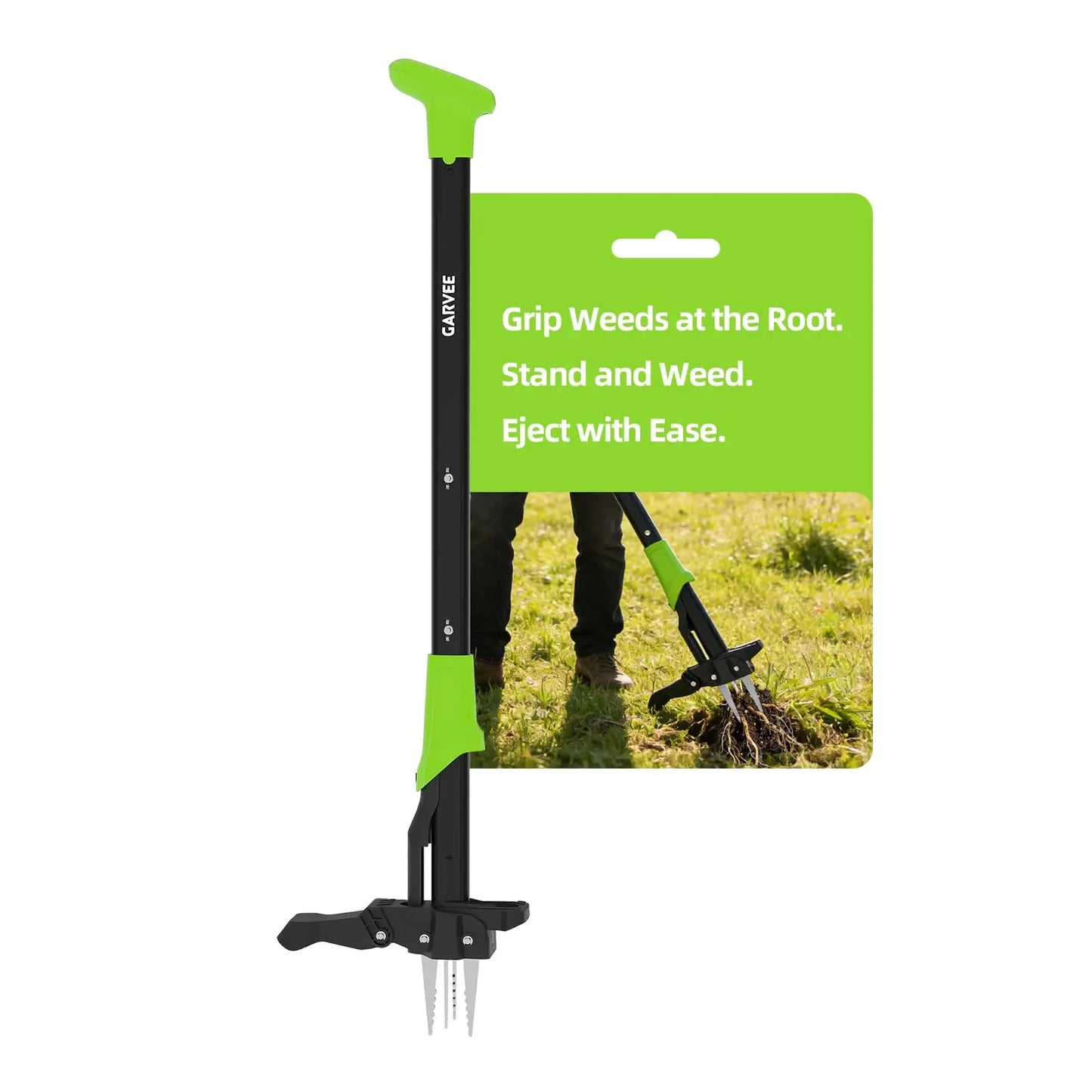 40" Stand Up Weed Puller Long Handle Weeding Tool With 4-Claw Ejector Root Remover No Bending Gardening Hand Tools