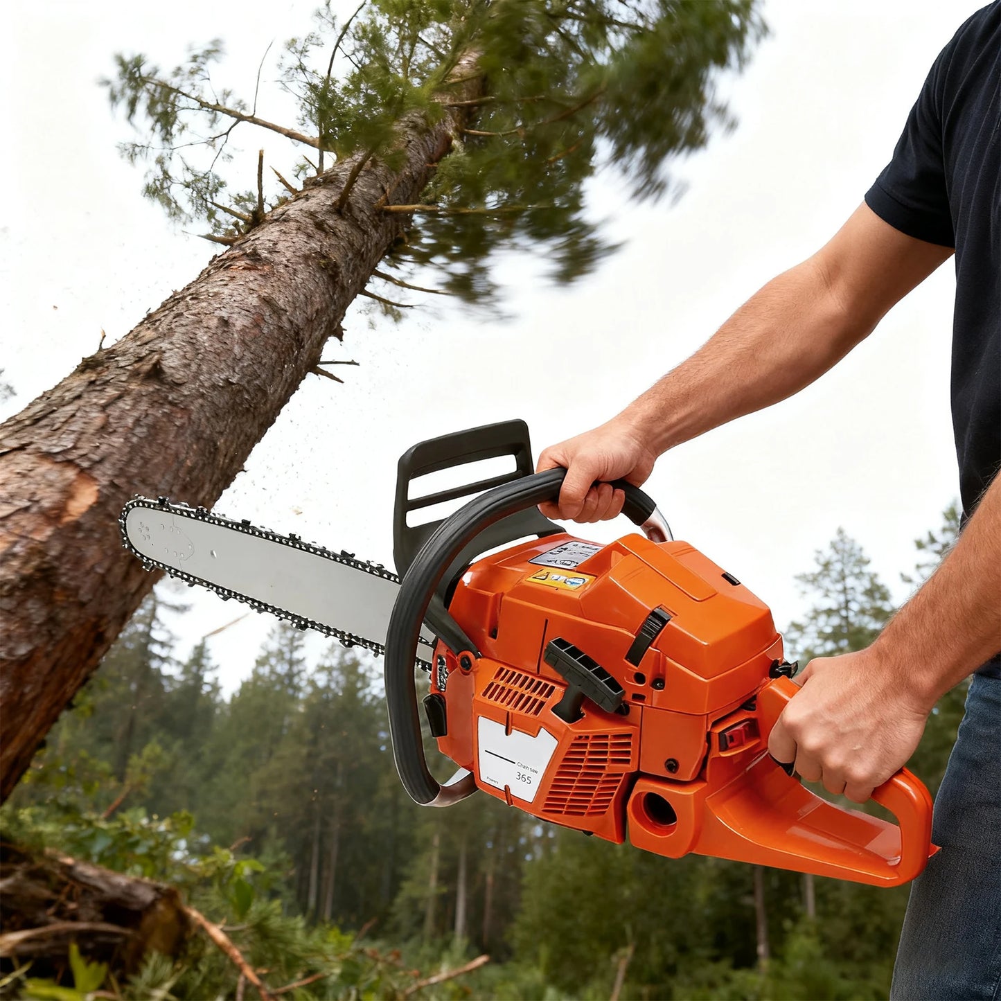 65cc 2-Cycle Gas Powered Chainsaw 24-Inch Guide Bar 3.4KW Gasoline Power Chain Saws with Top Handle Tree Trimming Log Cutting