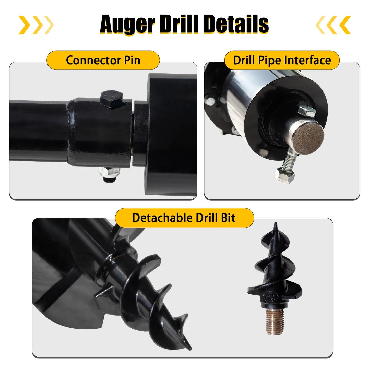 150mm 200mm Auger Drill Rod Attachment for 1Ton-1.5Ton Mini Excavator Small Digger