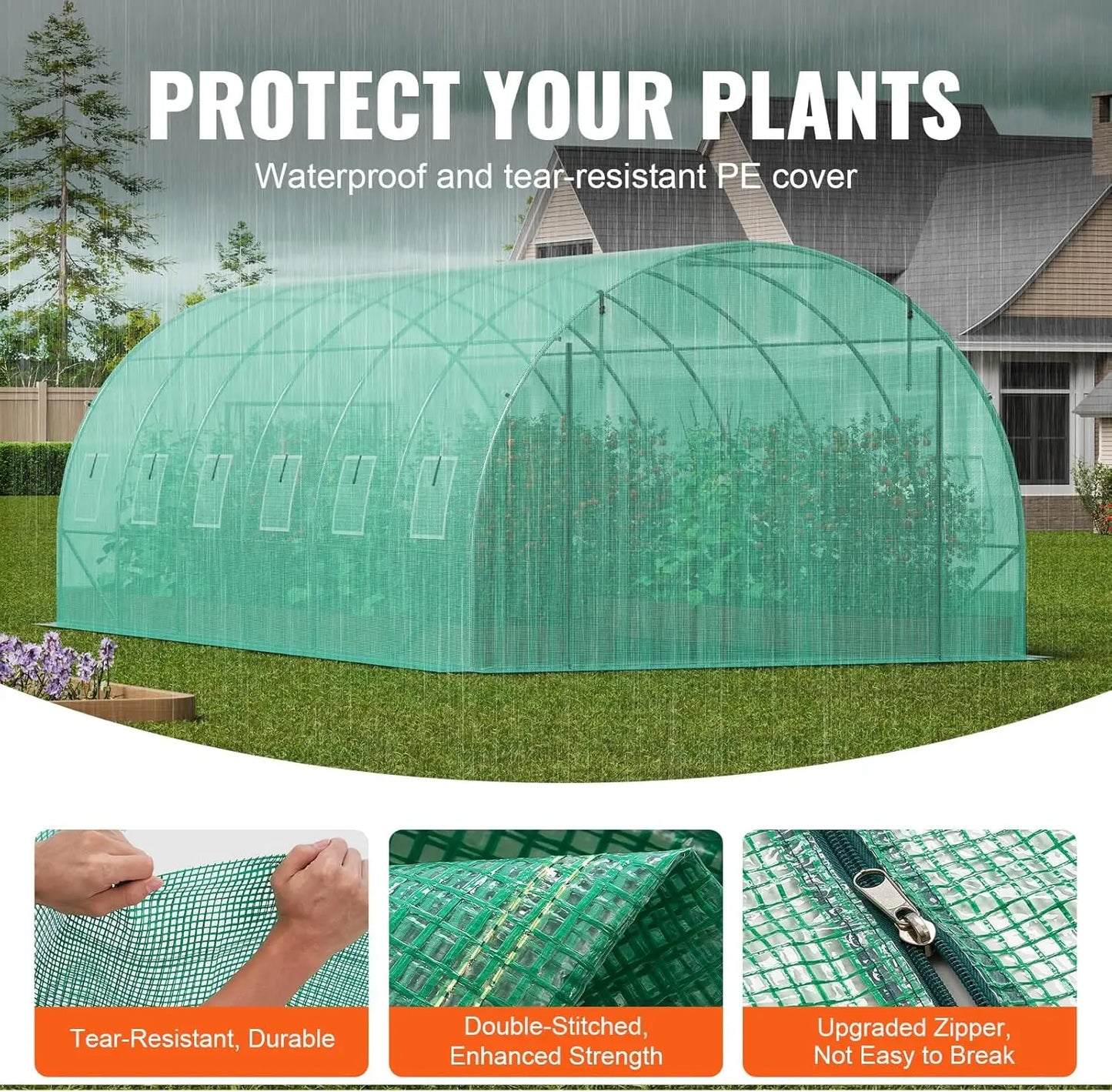 Walk-in Tunnel Greenhouse, 19.4x9.7x6.5 ft Hoop House Greenhouse Tunnel, Plant Hot House