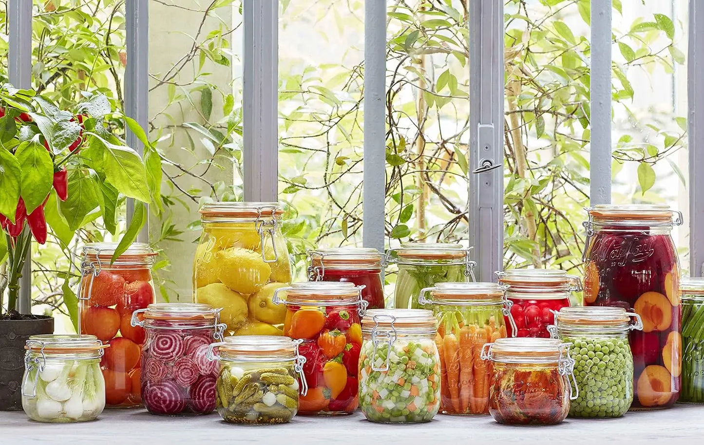 1L Wide Mouth Glass Canning Jars with Airtight Lid, Clear Quart Size, Set of 4 for Food Storage and Preserving