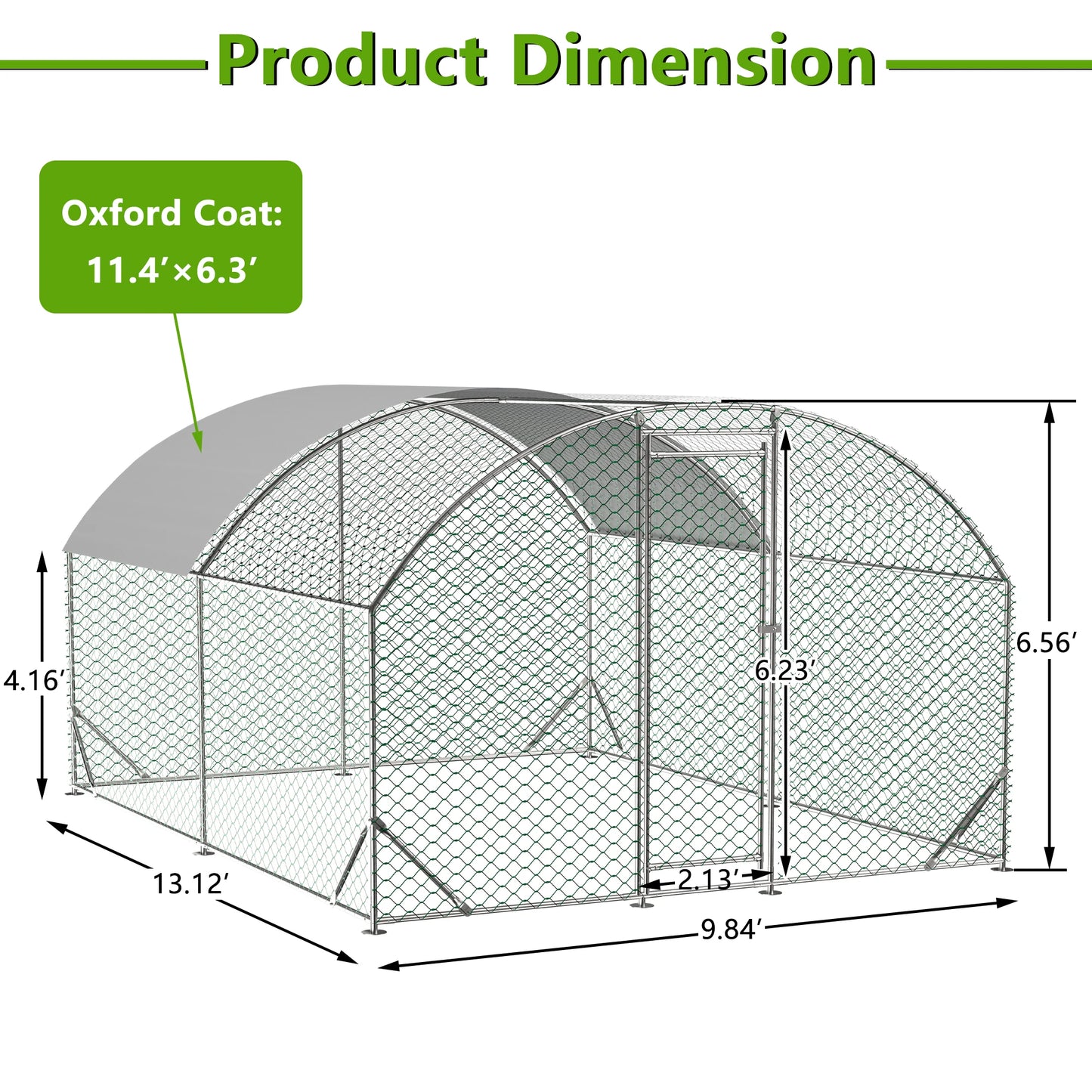 Large Chicken Coop Metal Chicken Run with Waterproof and Anti-UV Cover, Dome Shaped Walk-in Fence Cage Hen House
