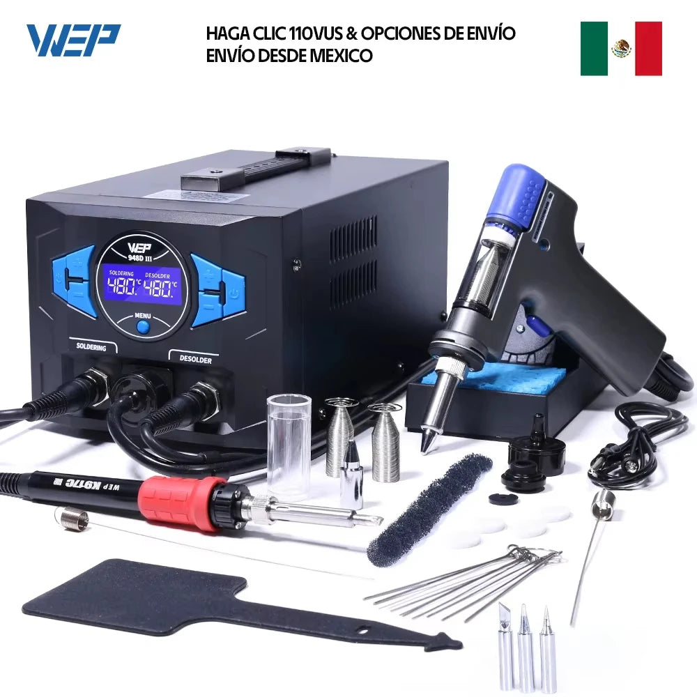 948D-III 2-IN-1 ESD Safe Desoldering Station With Fast-Heating Desoldering Gun And Soldering Iron High Power WEP 948 Station