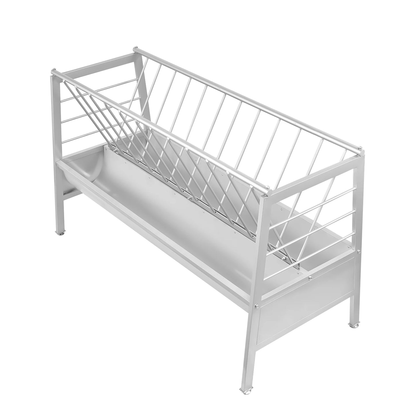 Large Capacity Goat Hay Feeder, Heavy Duty Metal Livestock Feed Trough with Deeper Pan for Sheep Sheds Farm Indoor Outdoor