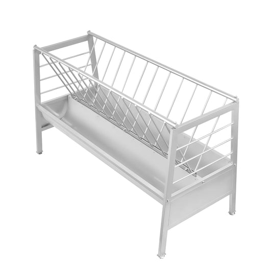 Large Capacity Goat Hay Feeder, Heavy Duty Metal Livestock Feed Trough with Deeper Pan for Sheep Sheds Farm Indoor Outdoor
