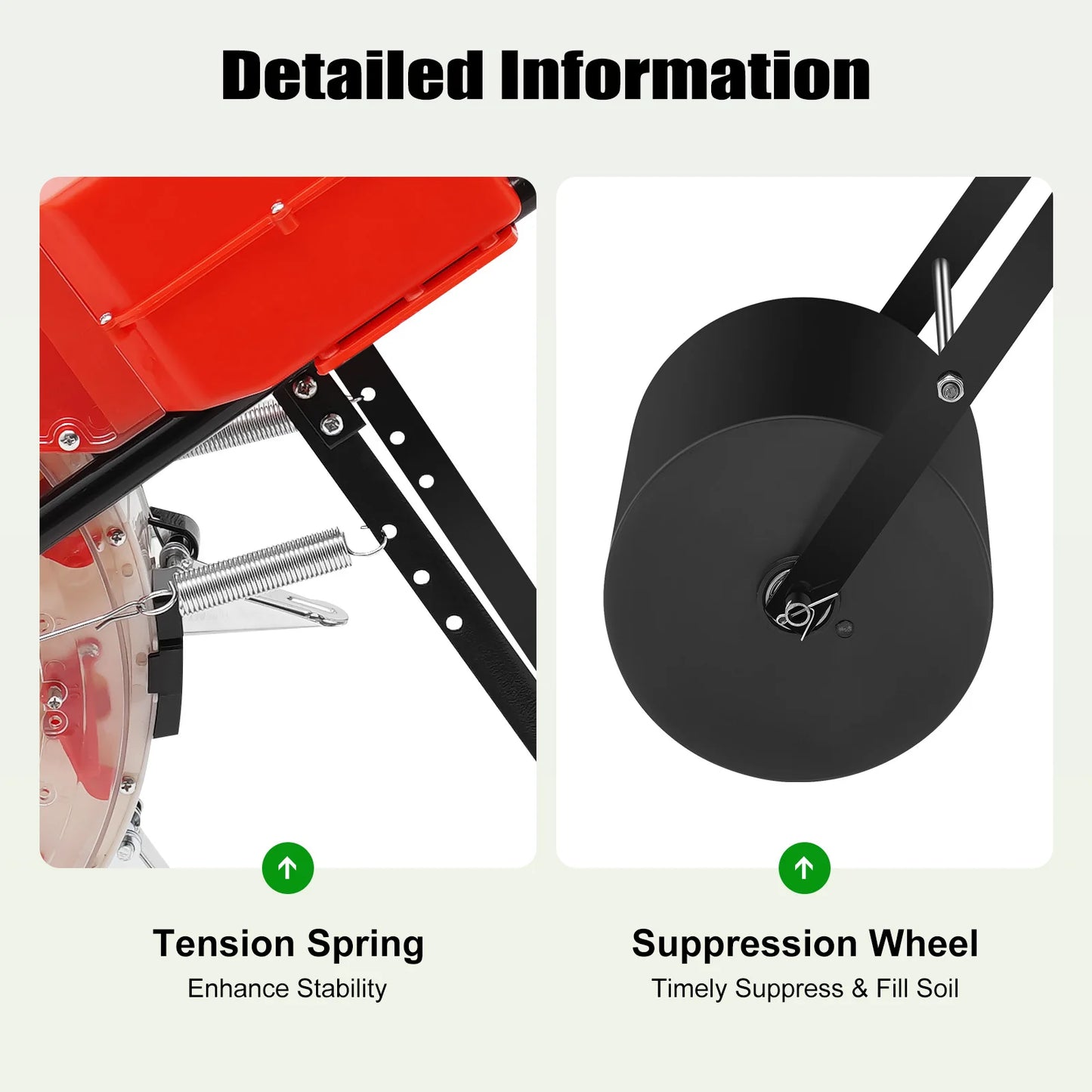 Hand-Push Seeder 10-Hole Garden Seeder Metal Hand Push Seed Spreader Farm Seeder Tool with Direct Soil Injection System