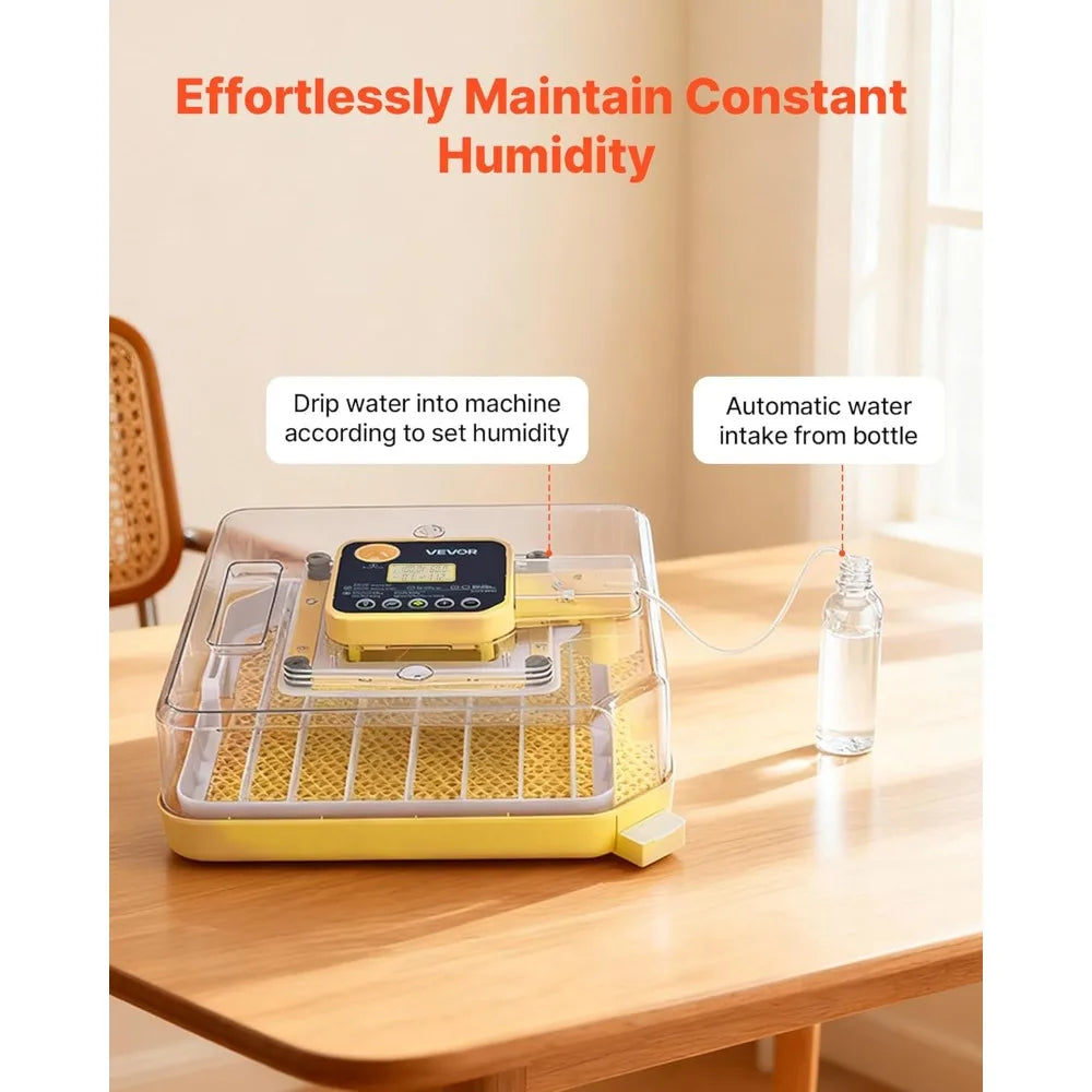 48 Egg Incubator, Automatic Egg Turner with LED Candler, Temperature Display & Auto Humidity Control, 360° View Clear Window