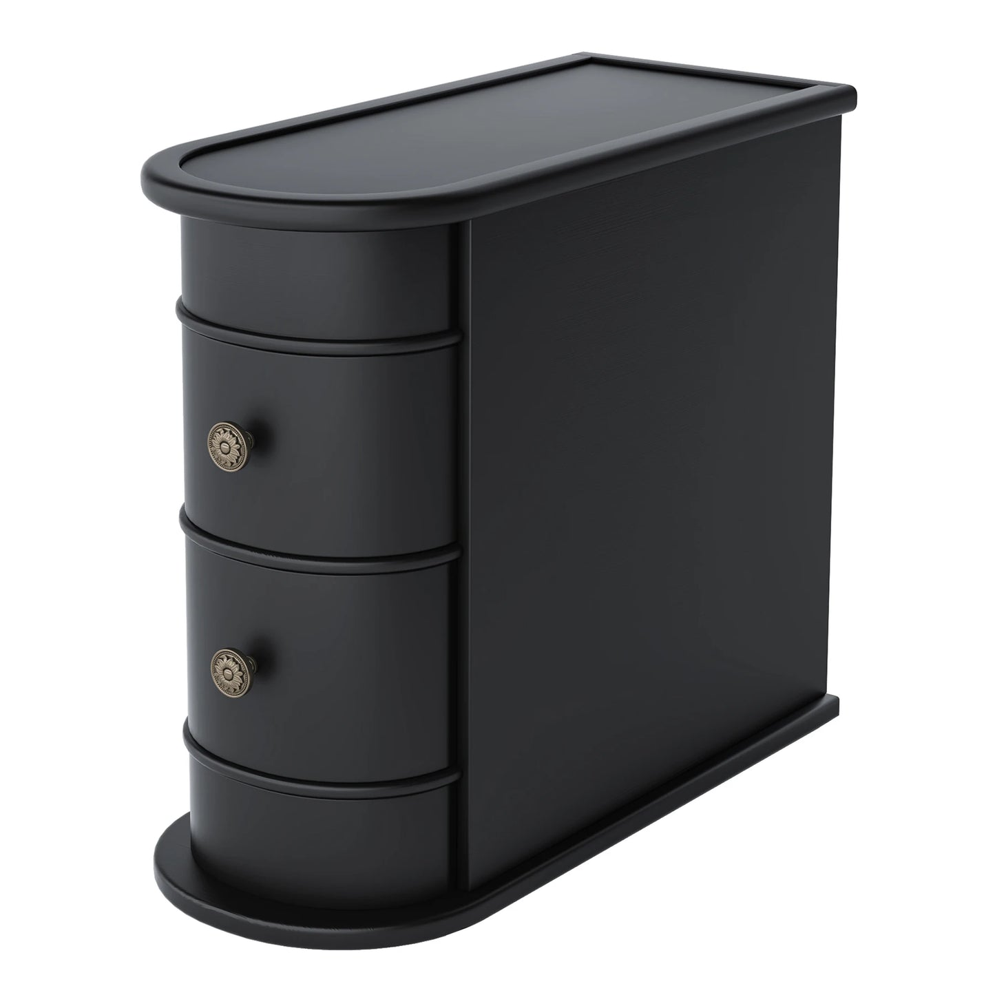 End Table Round Solid Wood Sofa Bedside Narrow Bedroom Side Table Nightstand with Drawer