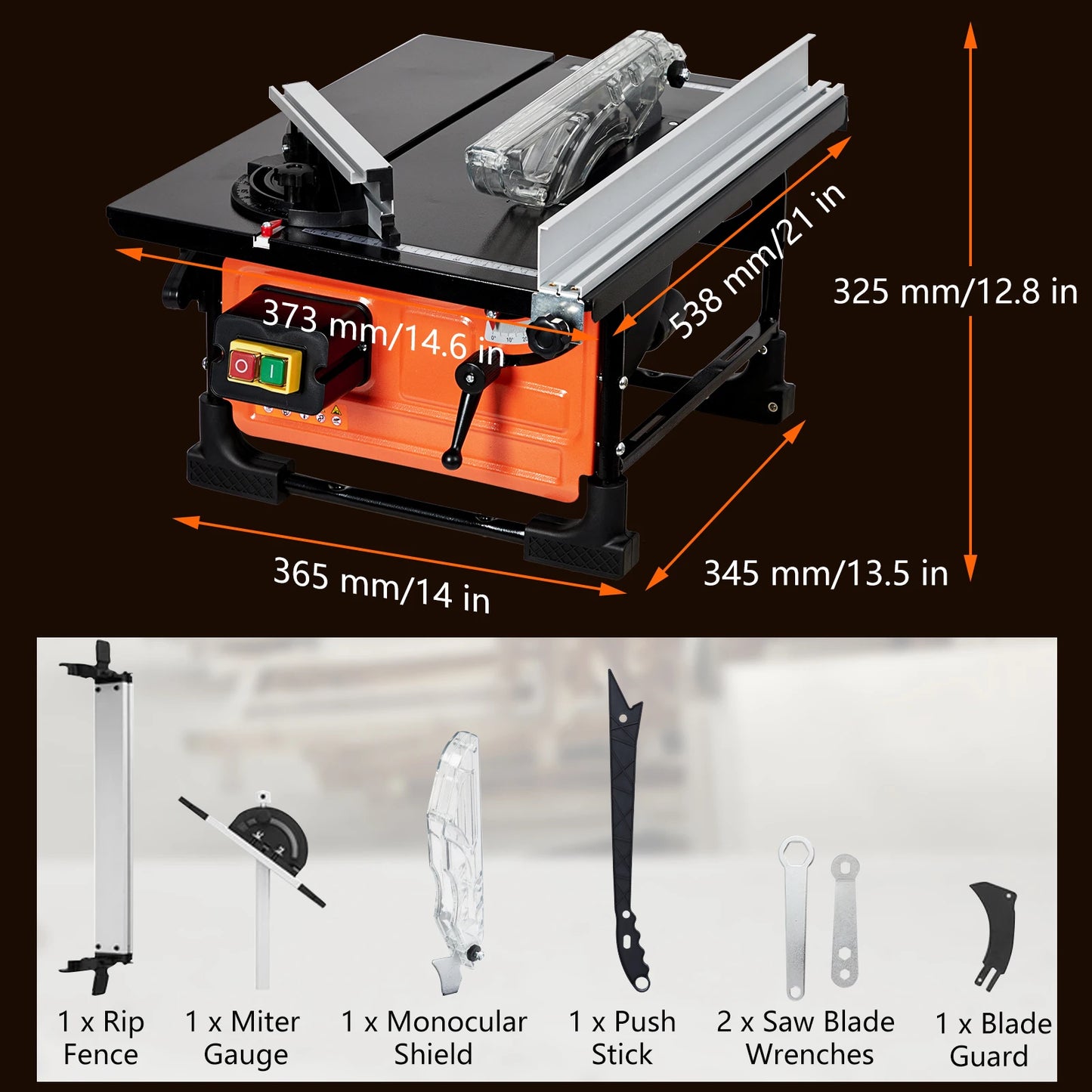 Table Saw for Jobsite 8-inch 6.7-Amp Copper Motor Cutting Speed up to 3576RPM 24T Blade Compact Portable Table Saw Kit