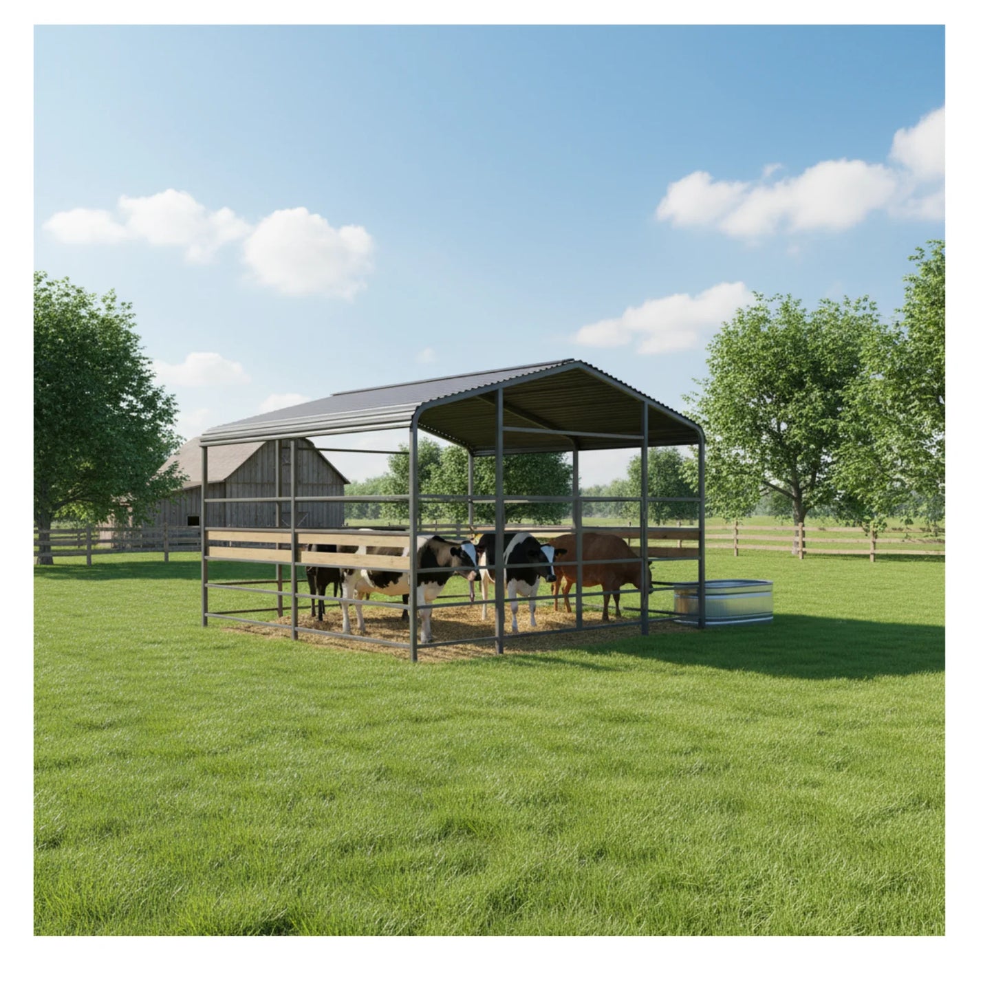 Heavy-duty Metal Livestock Shelter, Spacious 13 X 13ft Design, No. 13 Steel Frame for Wind Resistance, Durable Galvanized Steel