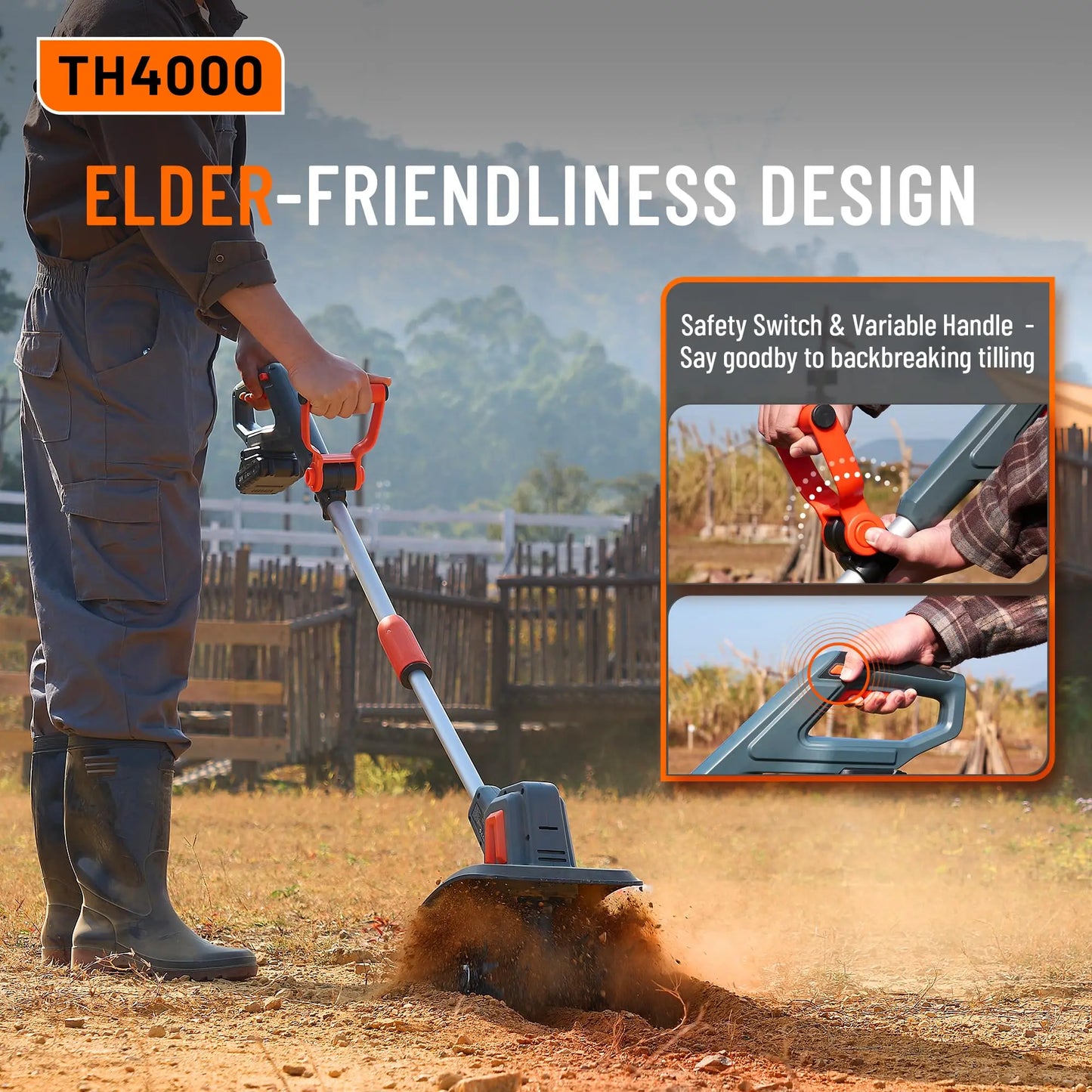 Cordless Electric Tiller Garden Cultivator Lightweight Soil Digger Garden Weeding Rotavator Fit Makita 18V Battery Pin
