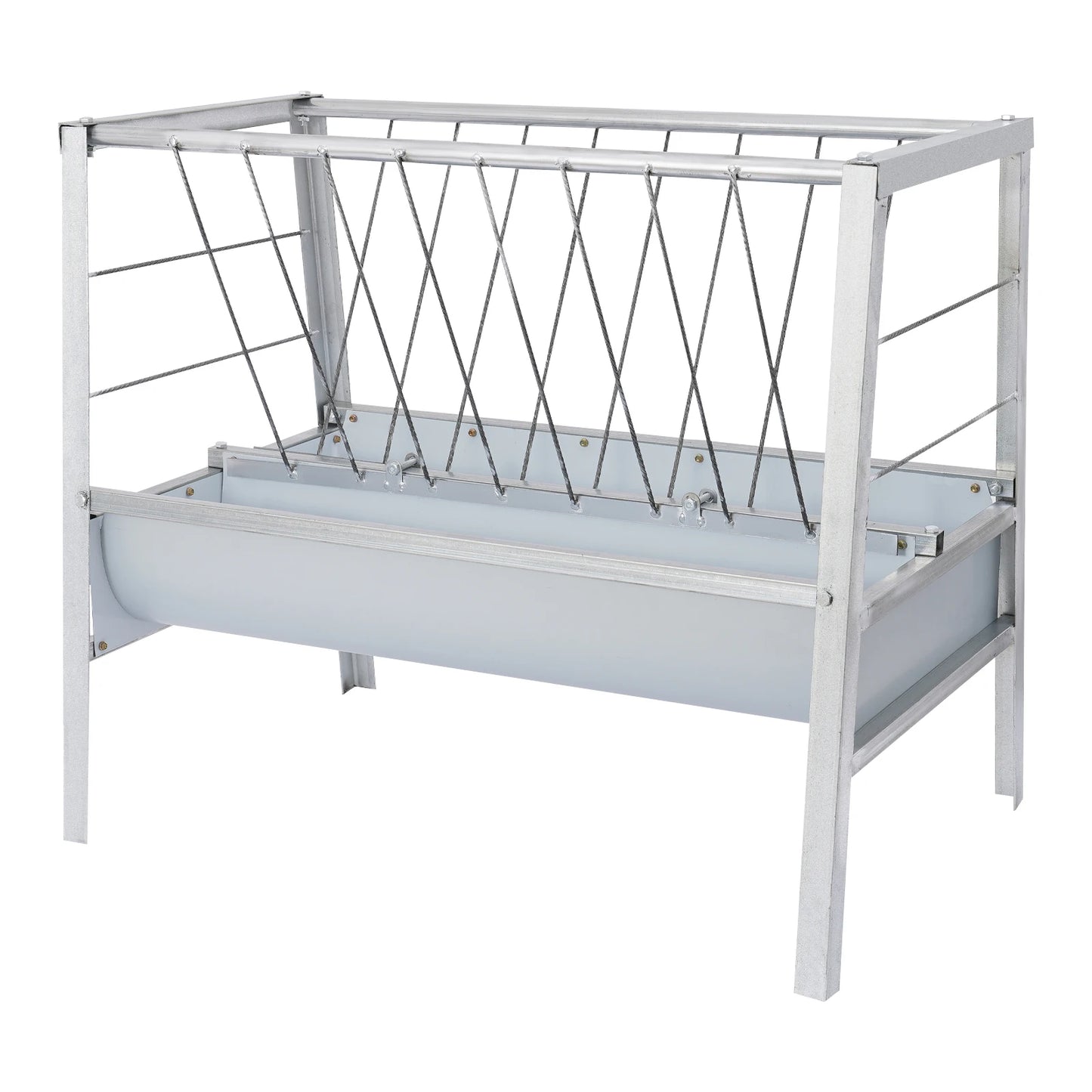 Metal Freestanding Hay Feeder Rack| Dual Side Livestock Feeding Tray for Goats,Cattle, and Horses| 200L