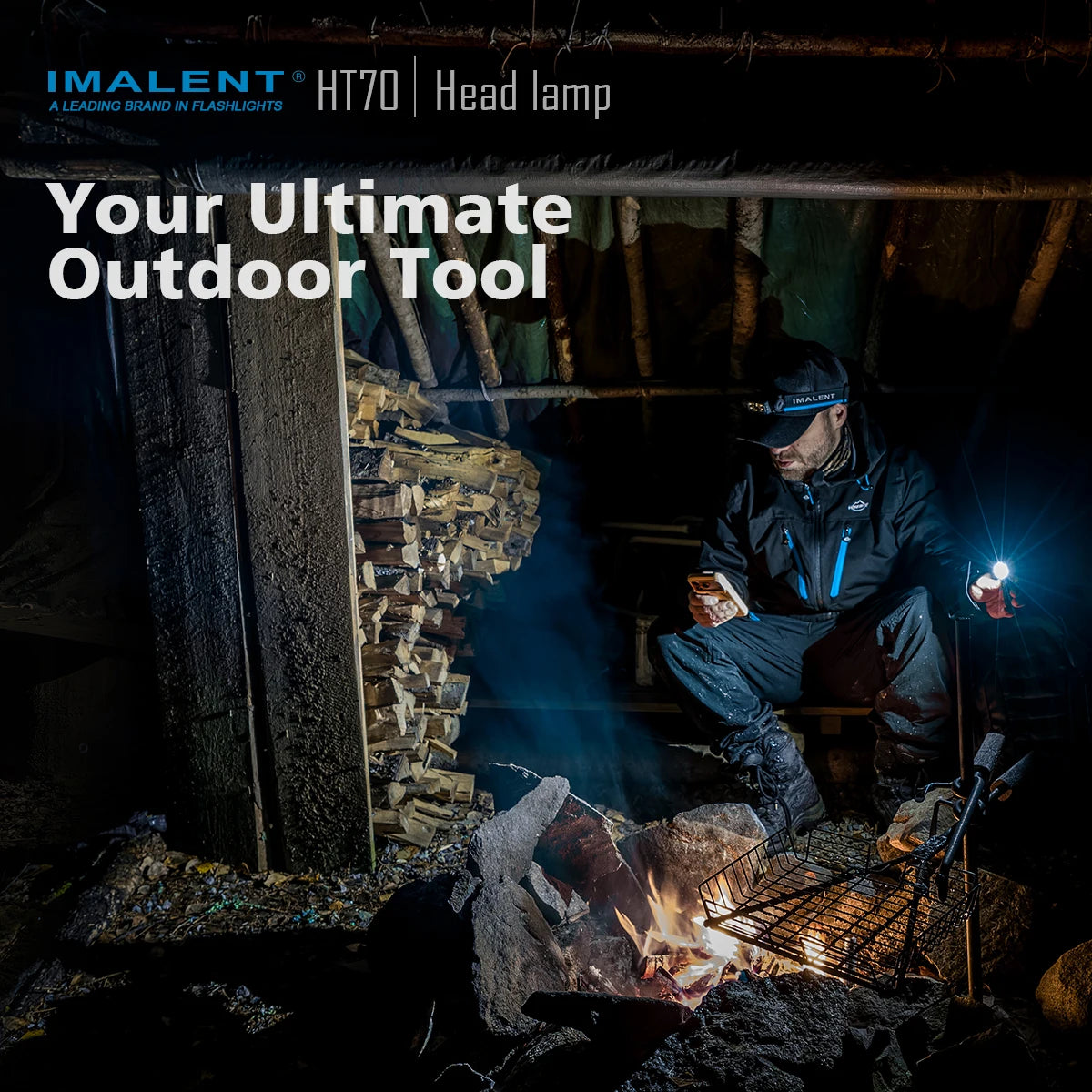 IMHT70 LED Headlamp 3500LM 349M 5000mAh Powerful Torch Rechargeable Headlamp White Red Light Three-Light Source Headlight