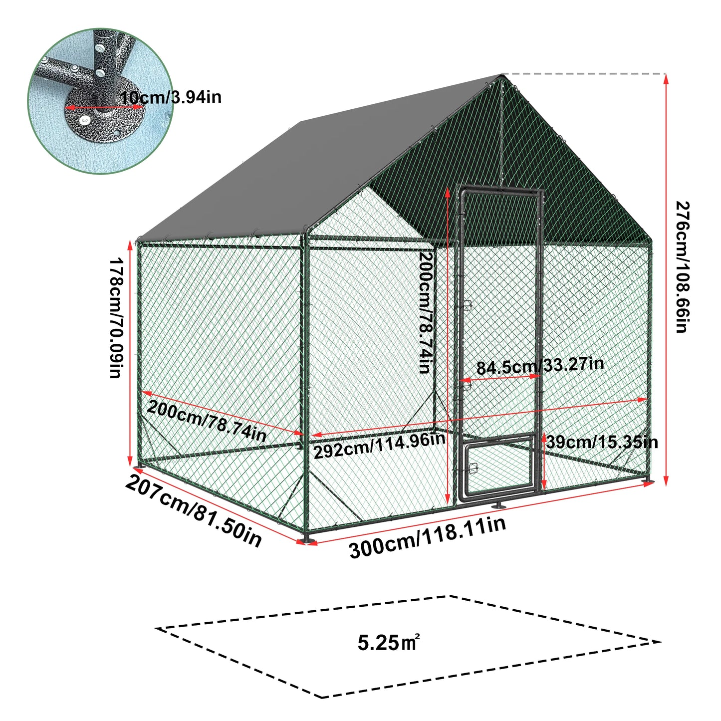 Large Walk-in Chicken Coop Walk-in Poultry Chicken Run Nylon Netting Metal Tubes Poultry Enclosure with Waterproof Anti-UV Cover and Security Door, Ideal for Rabbit, Duck, Backyard and Farm Yard