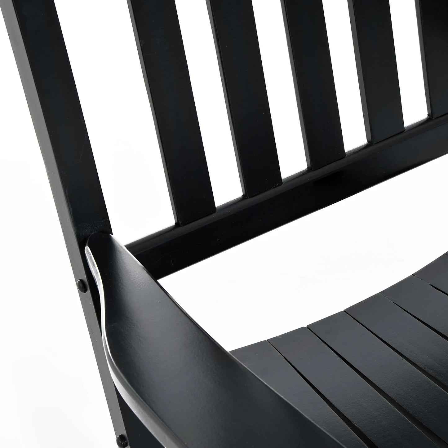 Outdoor Rocking Chair, Wooden Rustic High Back All Weather Rocker, Slatted for Indoor, Backyard & Patio, Black