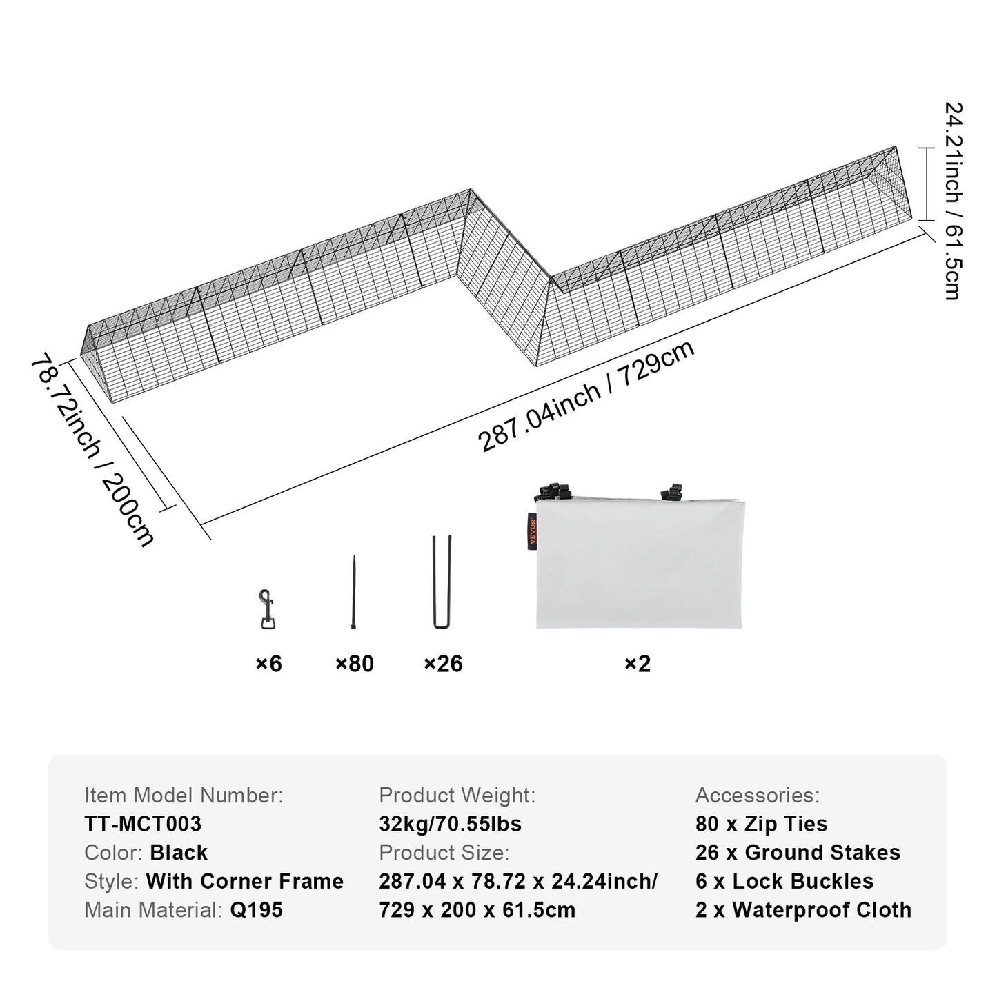 Chicken Tunnels 157.5 x 39.4 x 24.2 in Chicken Tunnels for Yard Portable Chicken Tunnels for Outside Corner Frames