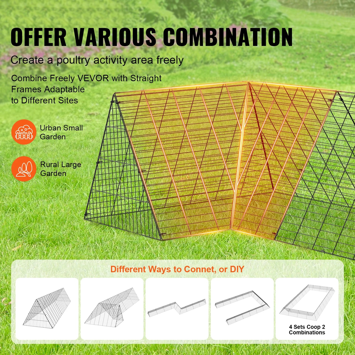 Chicken Tunnels 157.5 x 39.4 x 24.2 in Chicken Tunnels for Yard Portable Chicken Tunnels for Outside Corner Frames