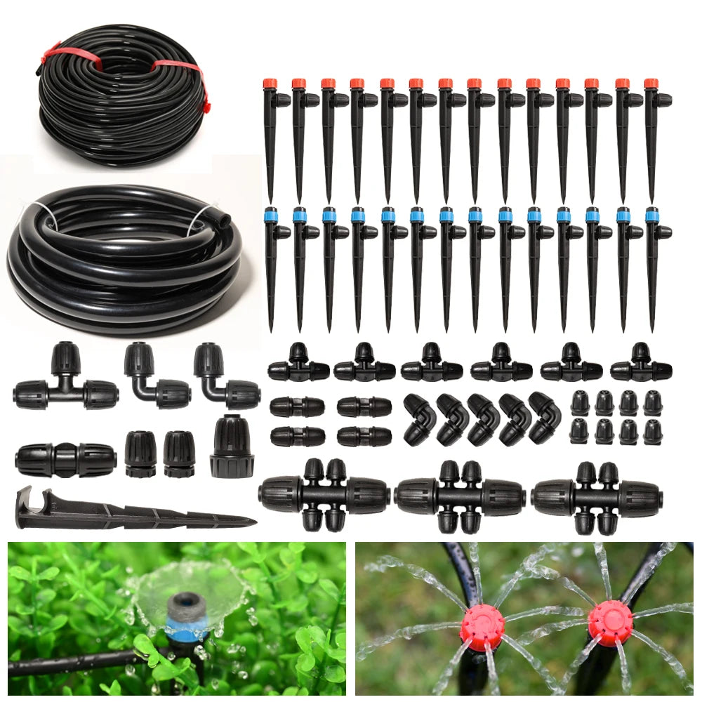 1/2" Main line Drip Irrigation System Adjustable Drippers Plant Garden Watering Set Watering Kits Locked Fittings Do not Pop Out