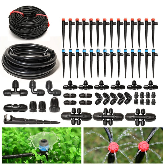 1/2" Main line Drip Irrigation System Adjustable Drippers Plant Garden Watering Set Watering Kits Locked Fittings Do not Pop Out