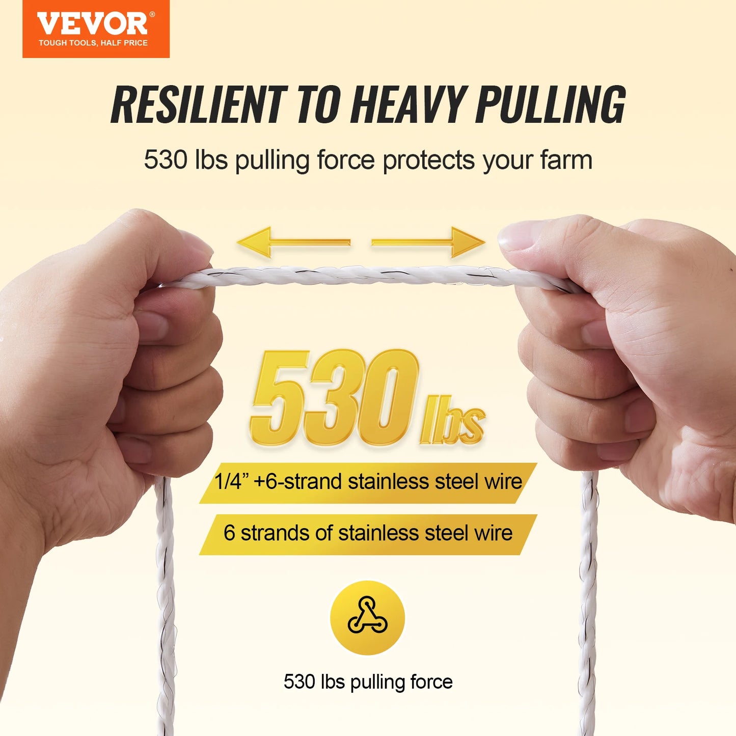 Electric Fence Wire Portable Polywire 6 Stainless Steel Strands for Reliable Conductivity and UV Fence Rope Line for Horse