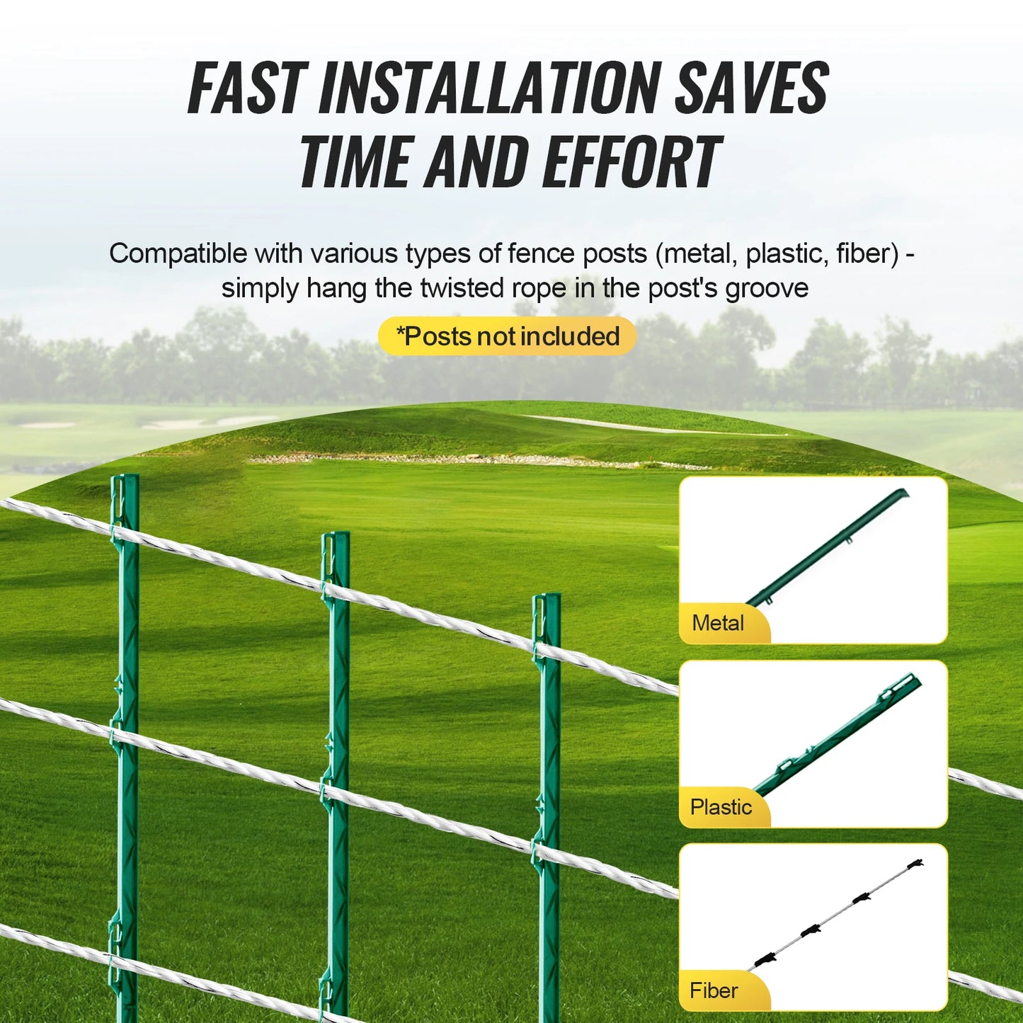 Electric Fence Wire Portable Polywire 6 Stainless Steel Strands for Reliable Conductivity and UV Fence Rope Line for Horse