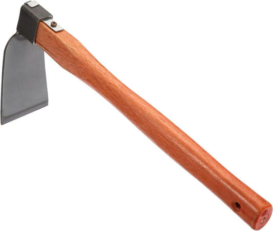 15" x 3" Garden Hoe, Carbon Steel Anti-Rust with Wood Handle for Loosening Soil Weeding Digging, Grey/Yellow