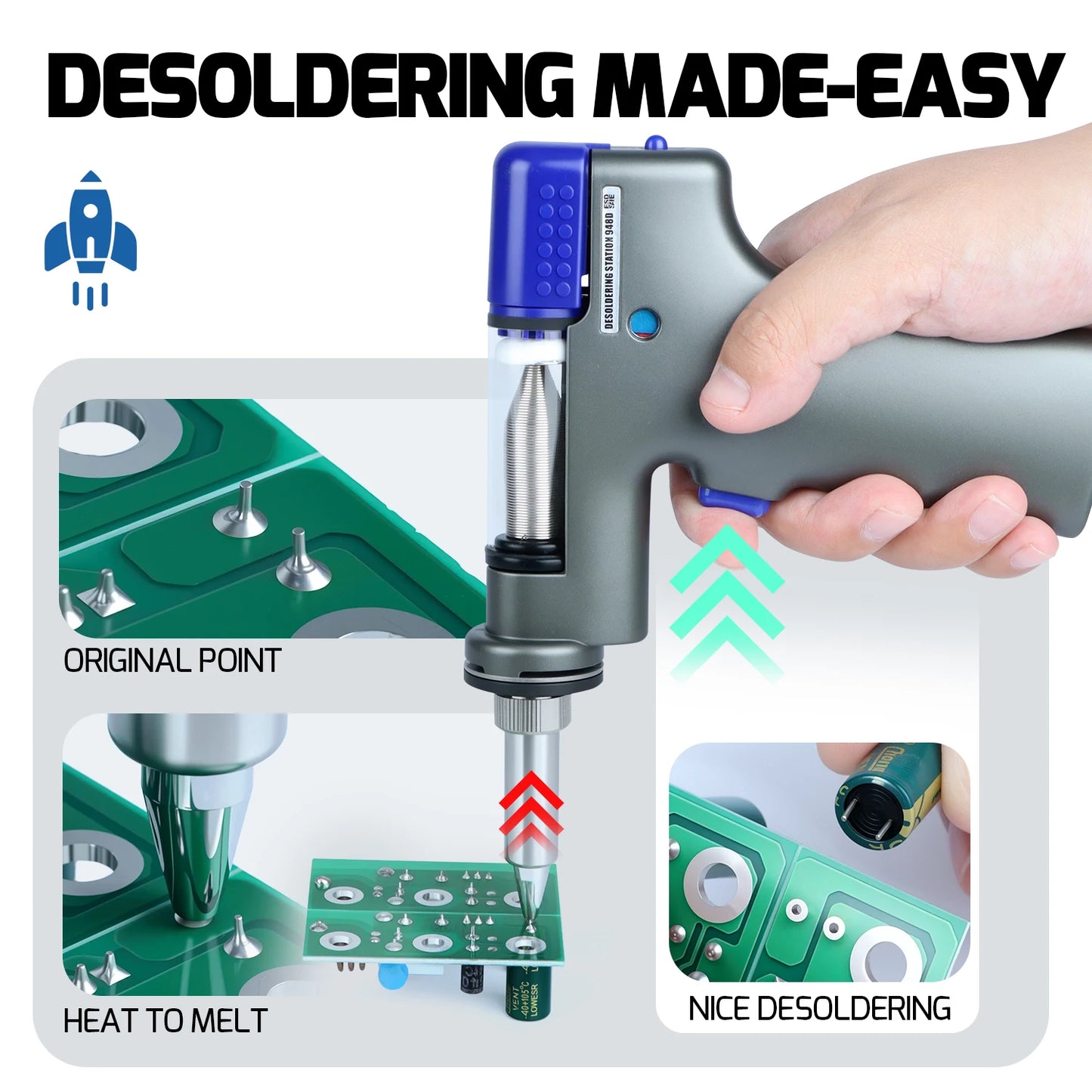 948D-III 2-IN-1 ESD Safe Desoldering Station With Fast-Heating Desoldering Gun And Soldering Iron High Power WEP 948 Station