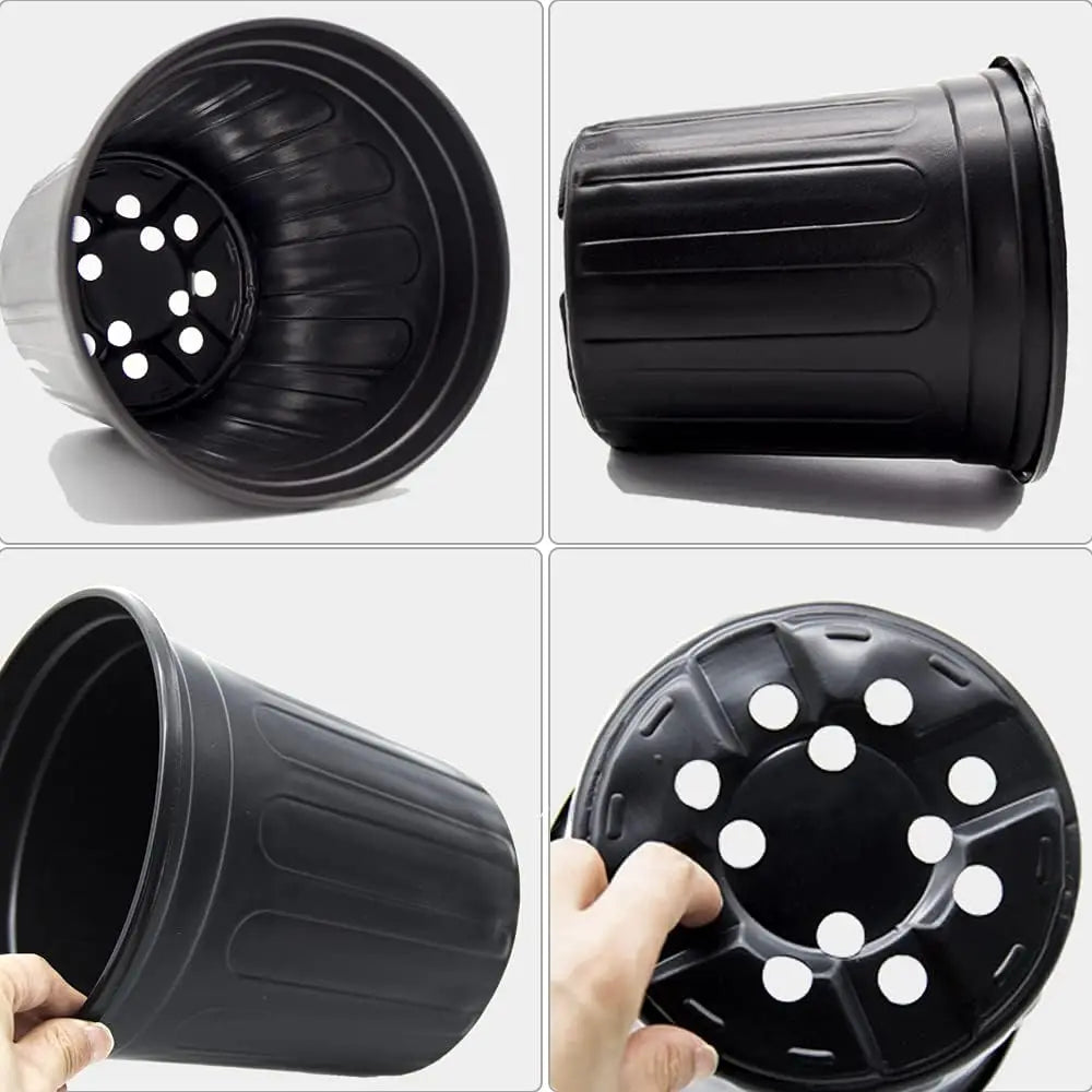 50-Pack 1 Gallon Flexible Plant Nursery Pots, Thickened Soft Plastic for Succulents, Seedlings, Cuttings, Transplanting (Black)