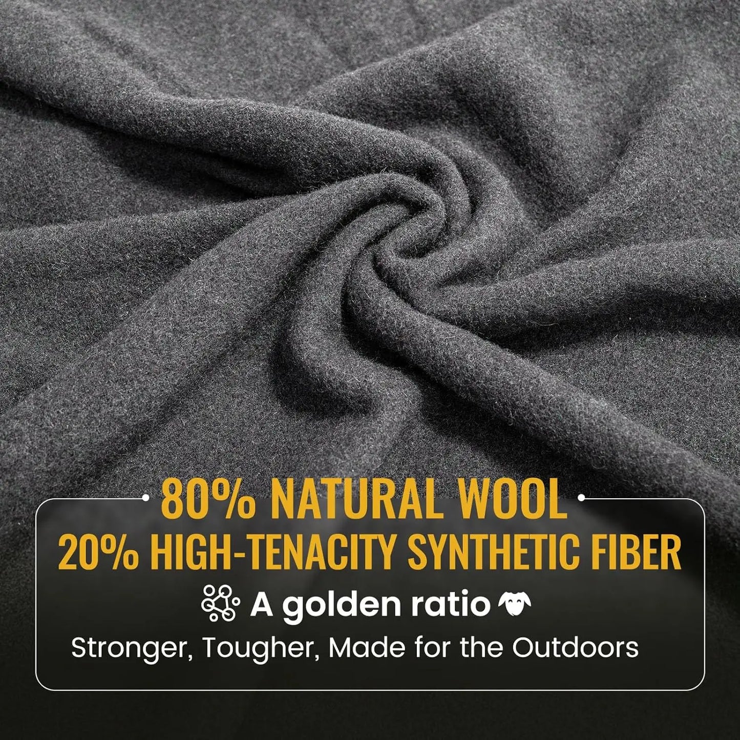 Wool Blanket,Wool Camping Blanket Warm, Thick, Washable, Large Car Blanket Great for Camping