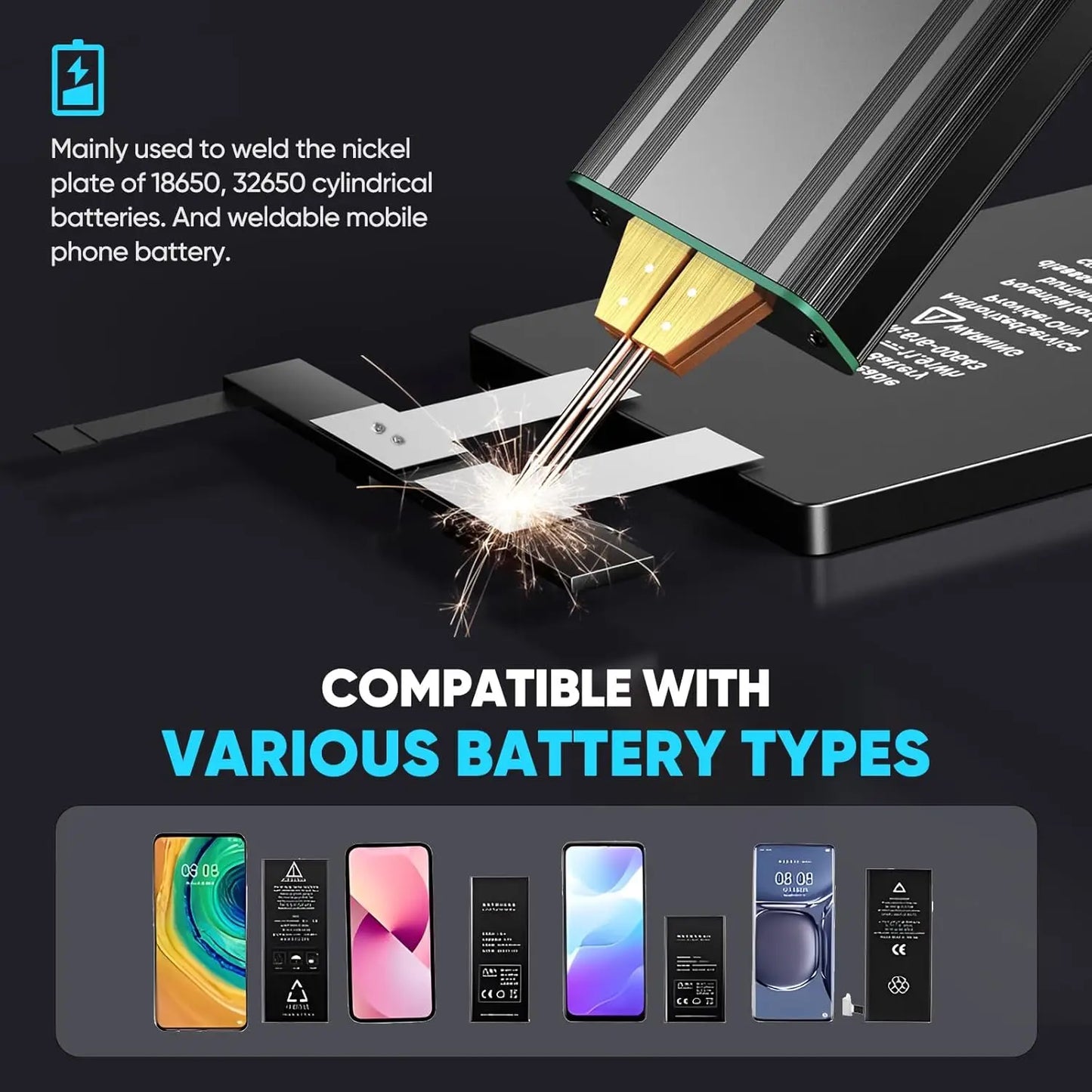 80 Gears Mini Portable Spot Welder Spot Welder with Digital Display Upgraded Handheld Welding Nickel Sheets 0.1-0.2mm